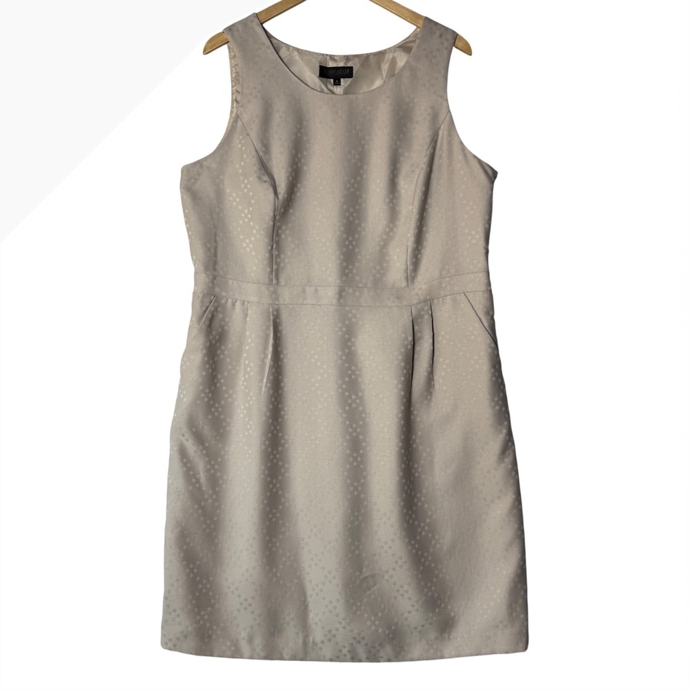 John Meyer Womens Size 18 Beige Textured Dot A-Line Dress Casual Classic Pockets